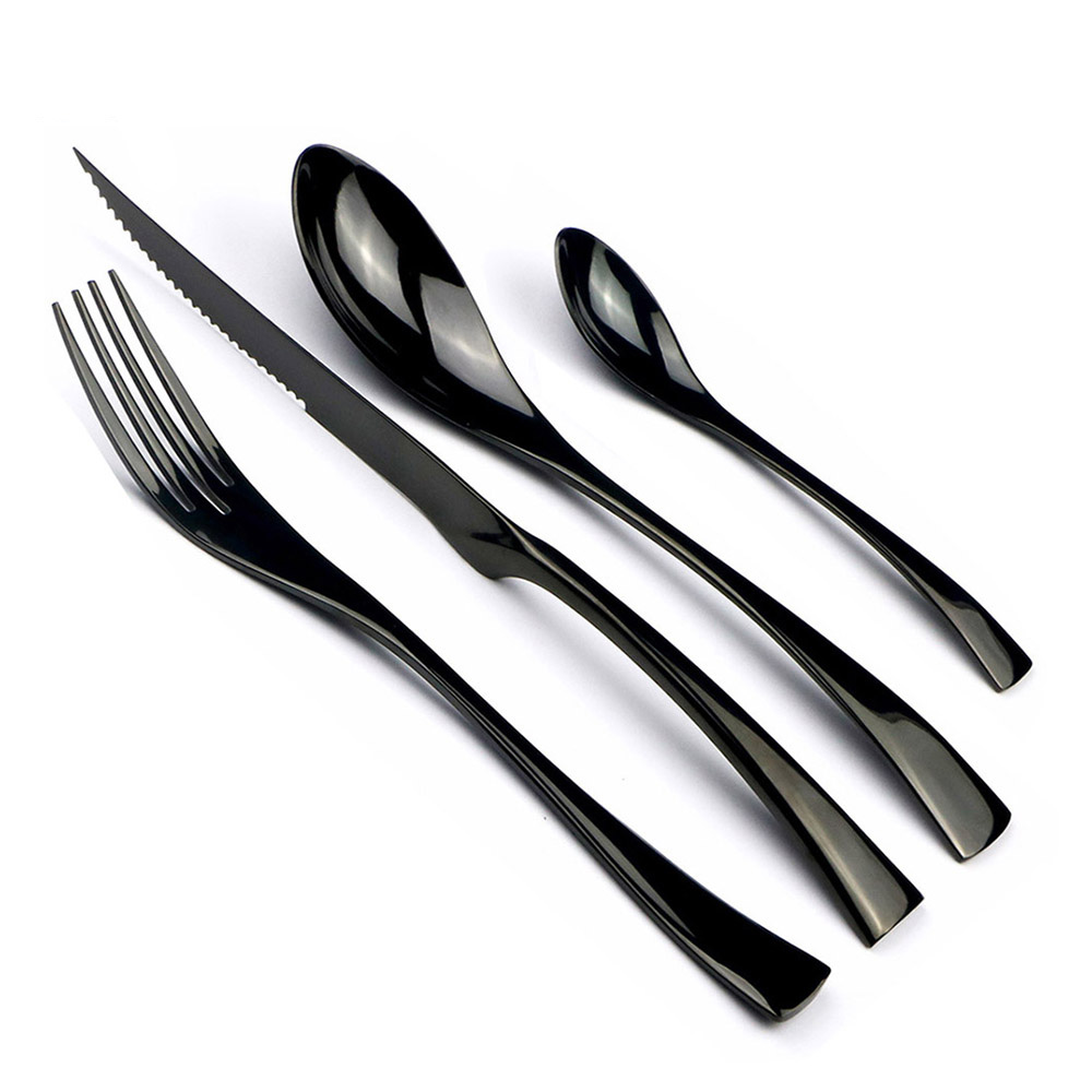 Commercial Kitchen Knives - 18/10 스테인리스 스틸 식기 세트, 블랙