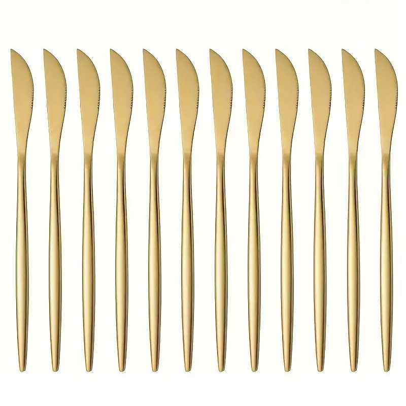 Commercial Kitchen Knives - 12pcs Golded 저녁 식사 칼 스테인레스