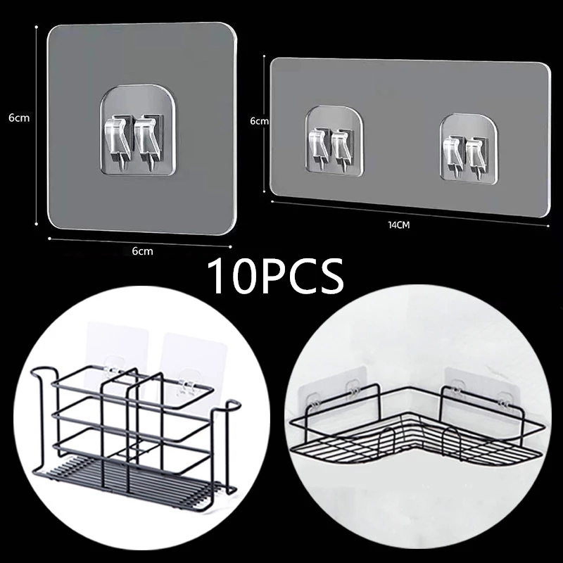 Commercial Kitchen Rack - 투명 벽걸이 선반 후크 10 개,
