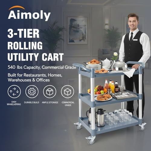 3단 이동식 유틸리티 카트(바퀴 포함), 540lbs  - Commercial Kitchen On Wheels 리뷰 및 가격