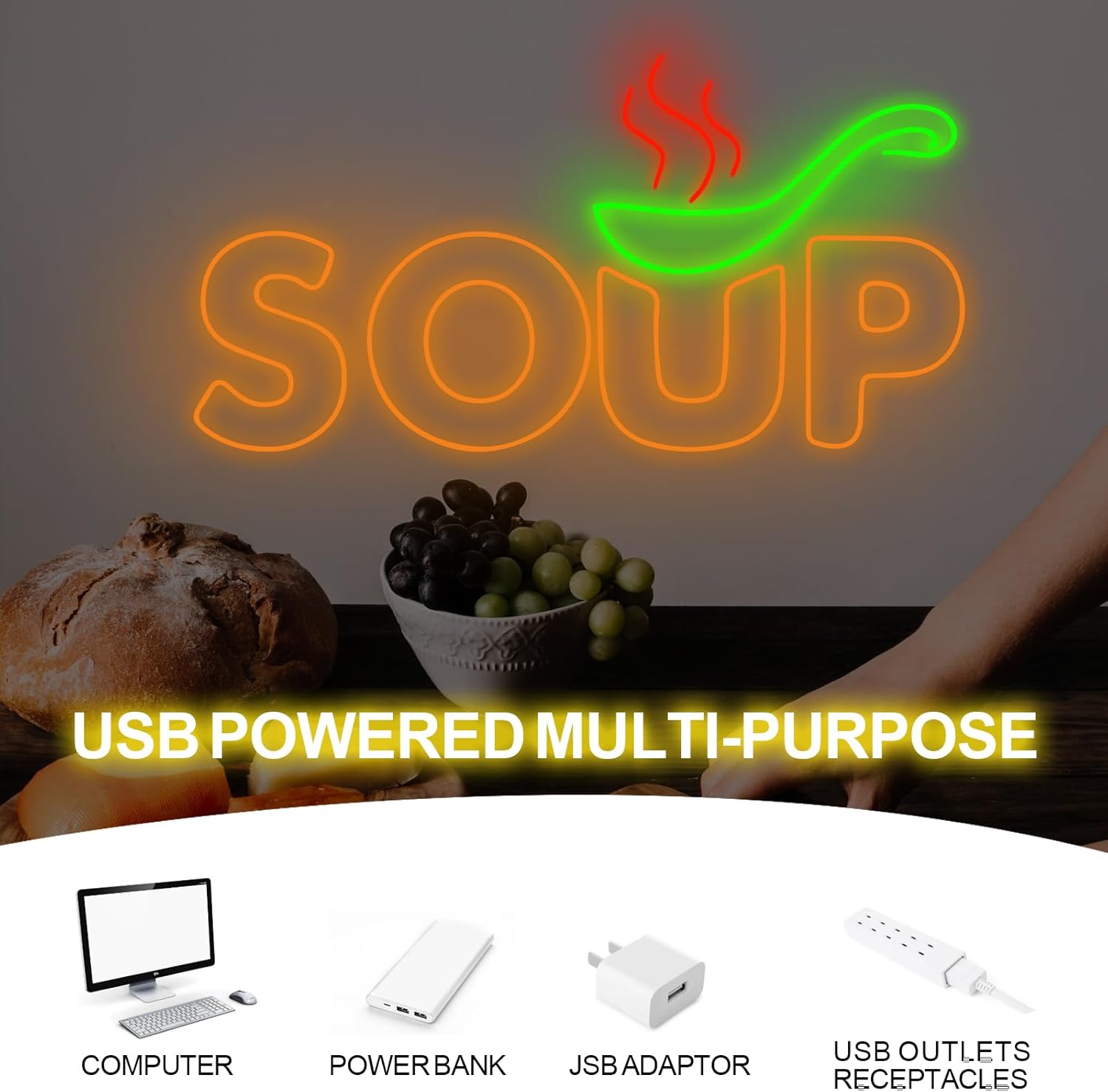 수프 네온사인 USB 전원 식품점 LED 조명 가정용  - Commercial Kitchen Japanese 리뷰 및 가격