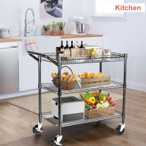 헤비듀티 유틸리티 카트, 990Lbs 용량 3단 롤링  - Commercial Kitchen On Wheels 리뷰 및 가격