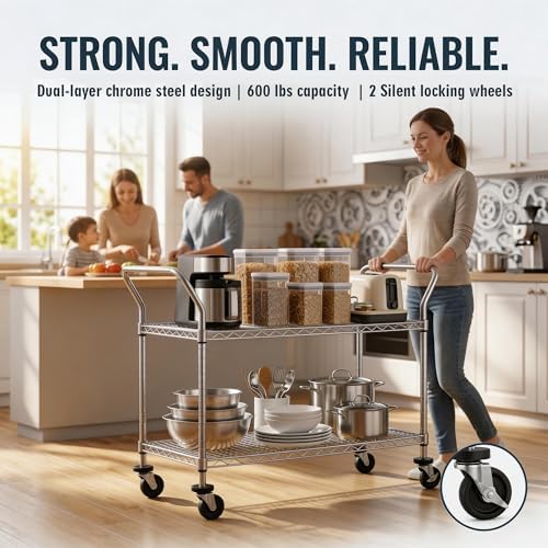 2단 상업용 롤링 카트, 헤비 듀티 유틸리티 카트, 바 - Commercial Kitchen On Wheels 리뷰 및 가격